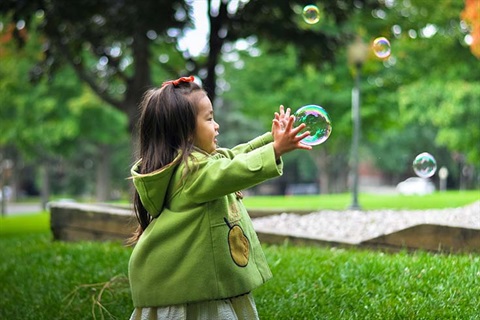 A girl with bubble