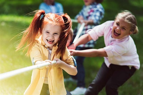 Girls playing in park