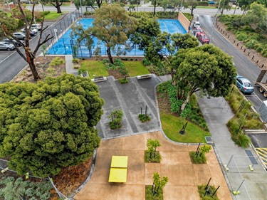 Multi-purpose courts and forecourt area at Carlson Reserve