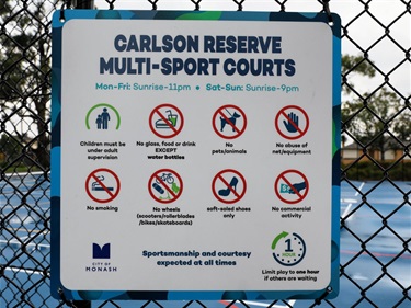 Carlson Reserve multi-sport courts conditions of use