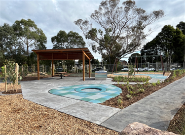 Mount Waverley Reserve playpace trampoline and picnic shelter 2024